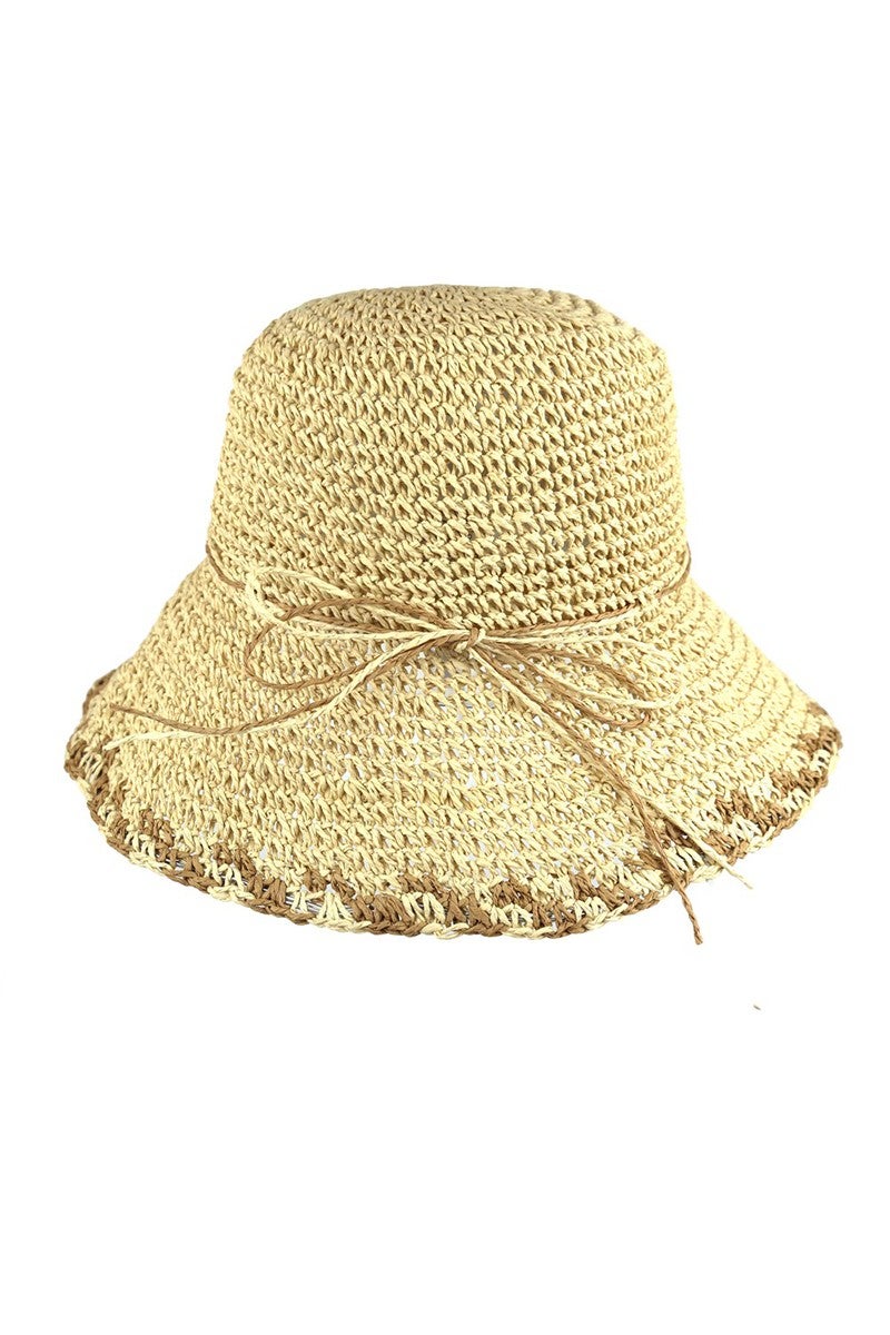 Detailed Trim Straw Bucket Hat (Multiple Colors)