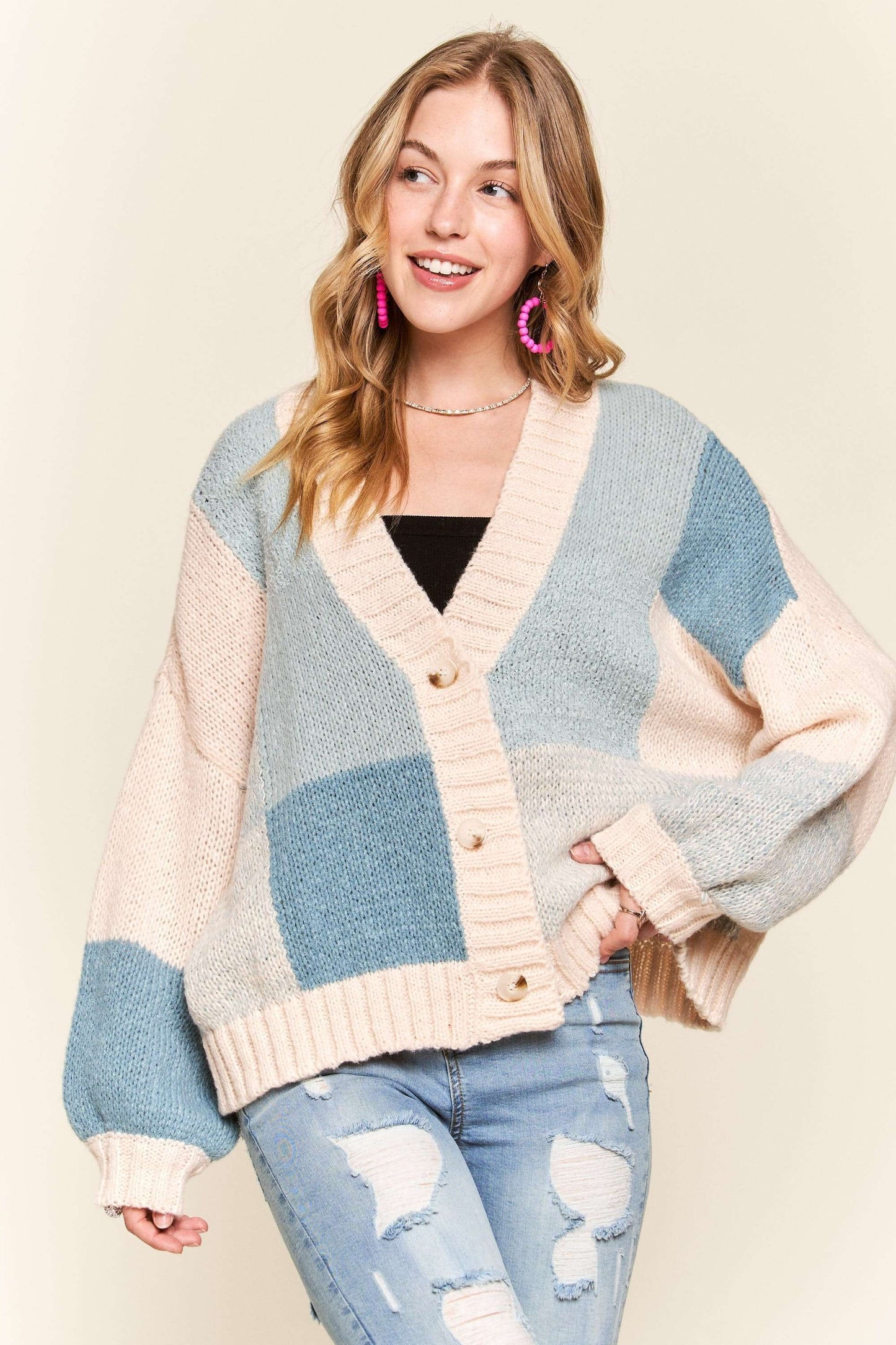 Reg-Always My Favorite Color Block Cardigan