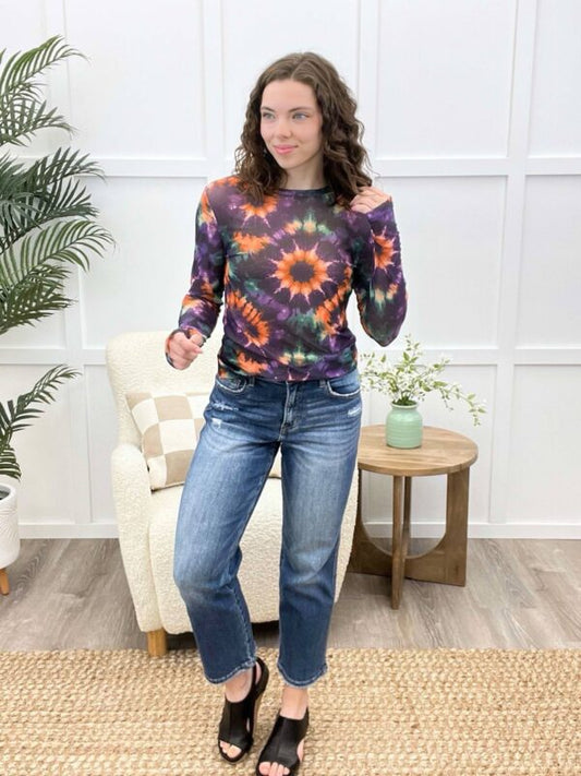 Reg/Plus-Vivid Vibes Mesh Top