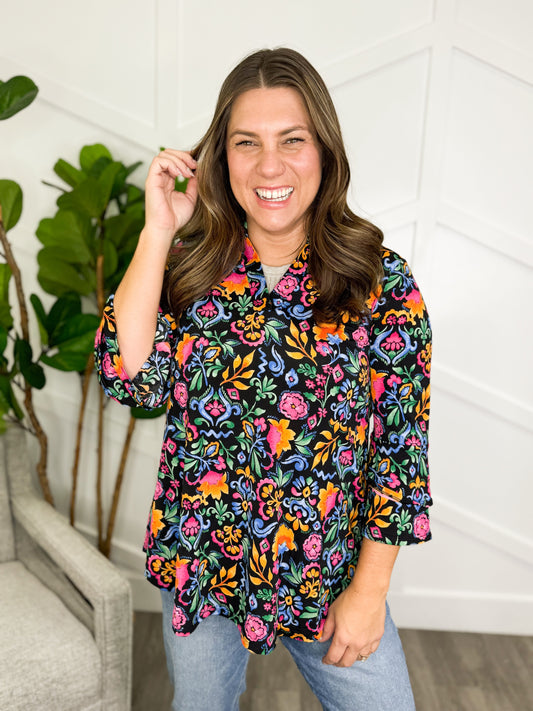 Reg/Plus-Flourishing Floral Top
