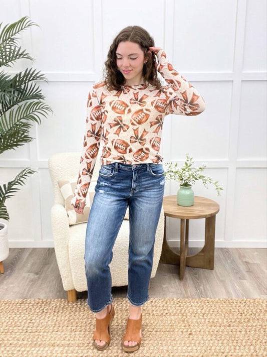 Reg/Plus-Game Day Glam Mesh Top