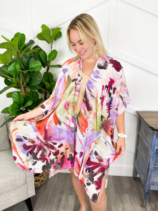 One Size Watercolor Multi Kimono