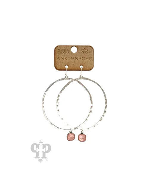 Pink Drop Silver Earring by Pink Panache