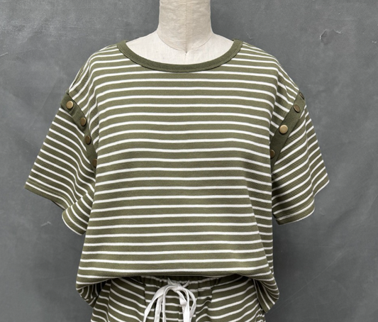 Reg/Plus-Pleasant Stripes Top