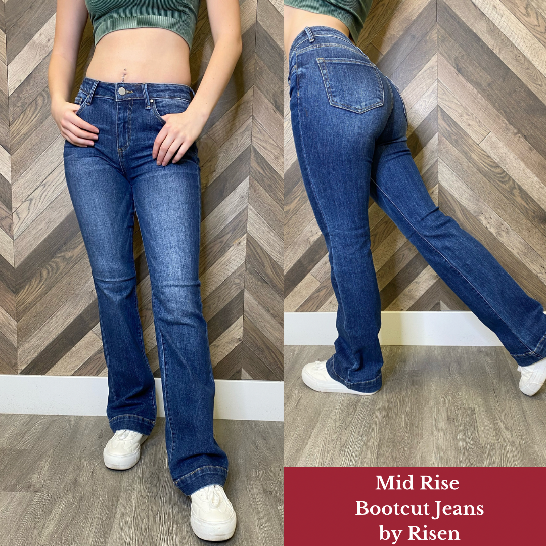 Mid Rise Bootcut Jeans by Risen