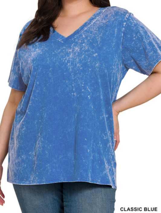 Retro Fade Vneck Tee by Zenana