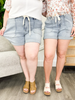 Light Wash High Waist Cuff Jogger Shorts By Judy Blue