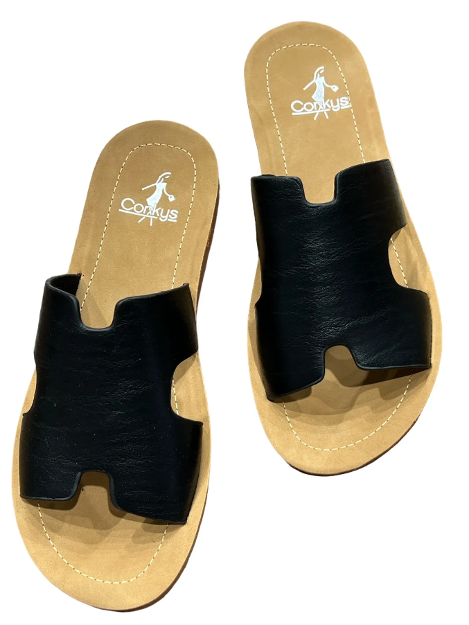 Black Smooth Bogalusa Sandal By Corky's