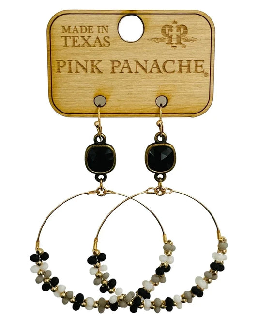 Bronze & Black Beaded Earring By Pink Panache