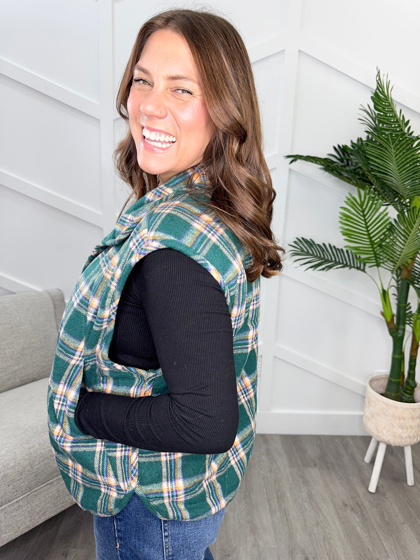 Reg/Plus- Pine & Plaid Vest