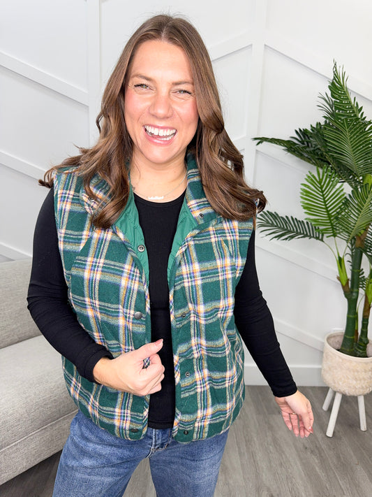 Reg/Plus- Pine & Plaid Vest