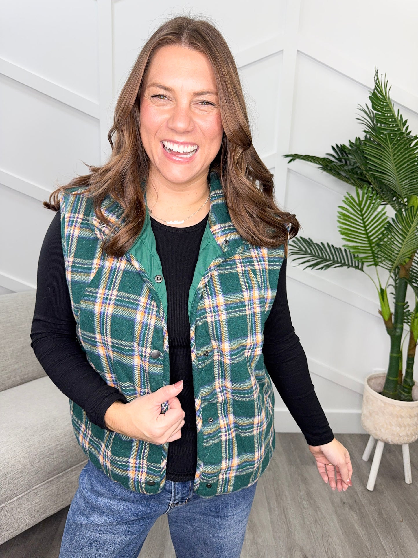 Reg/Plus- Pine & Plaid Vest