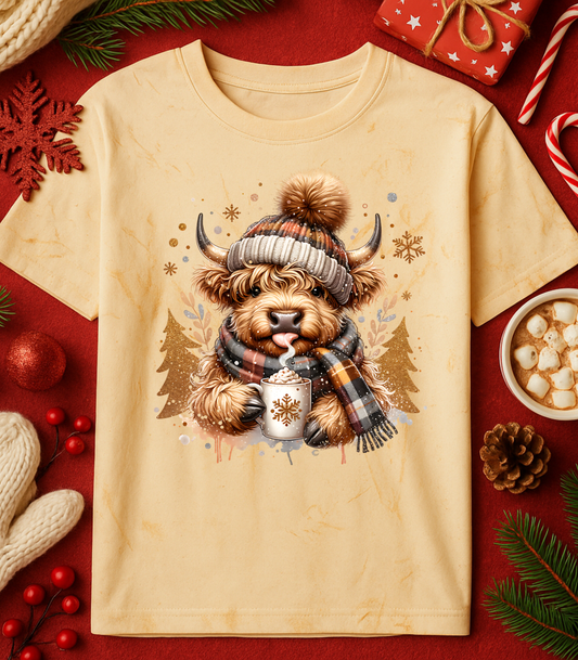 Winter Highland Cow Tee (4 Shirt Options)