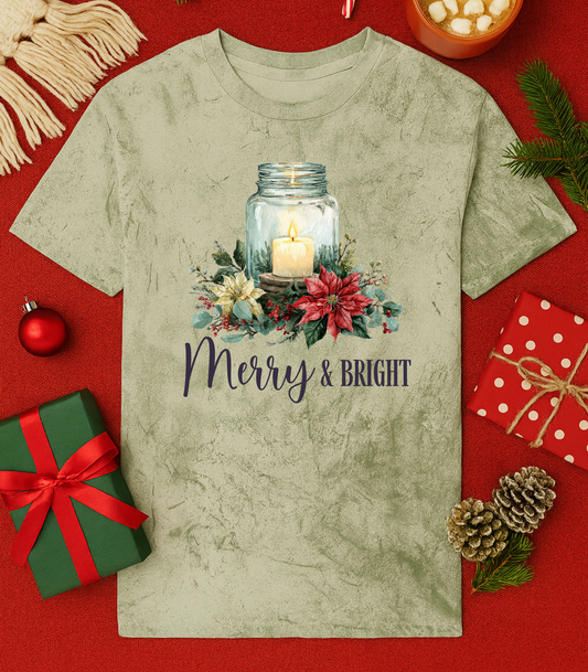 Merry & Brite Candle Tee (3 Shirt Options)
