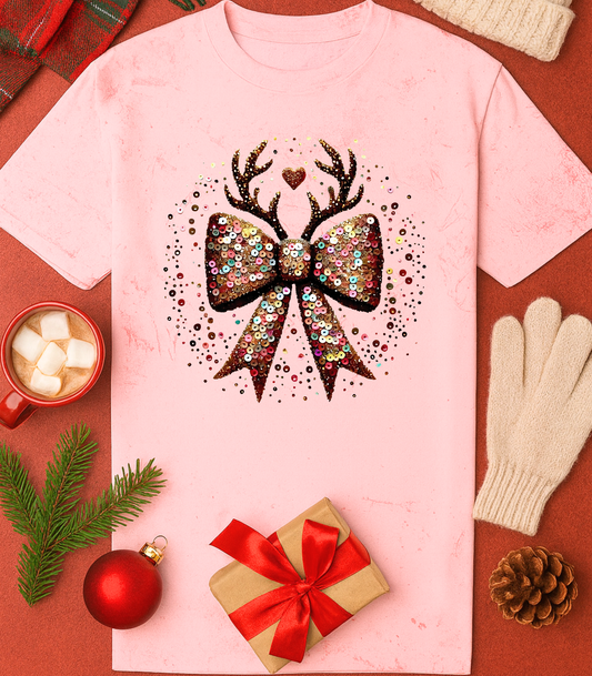 Reindeer Bow Tee (4 Shirt Options)
