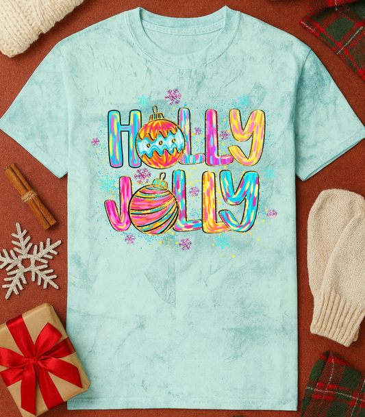 Holly Jolly Lettering Tee (4 Shirt Options)