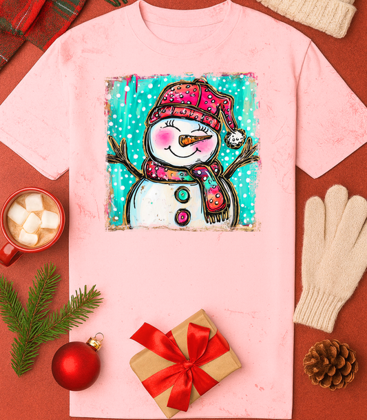 Cheerful Snowgirl Tee (4 Shirt Options)