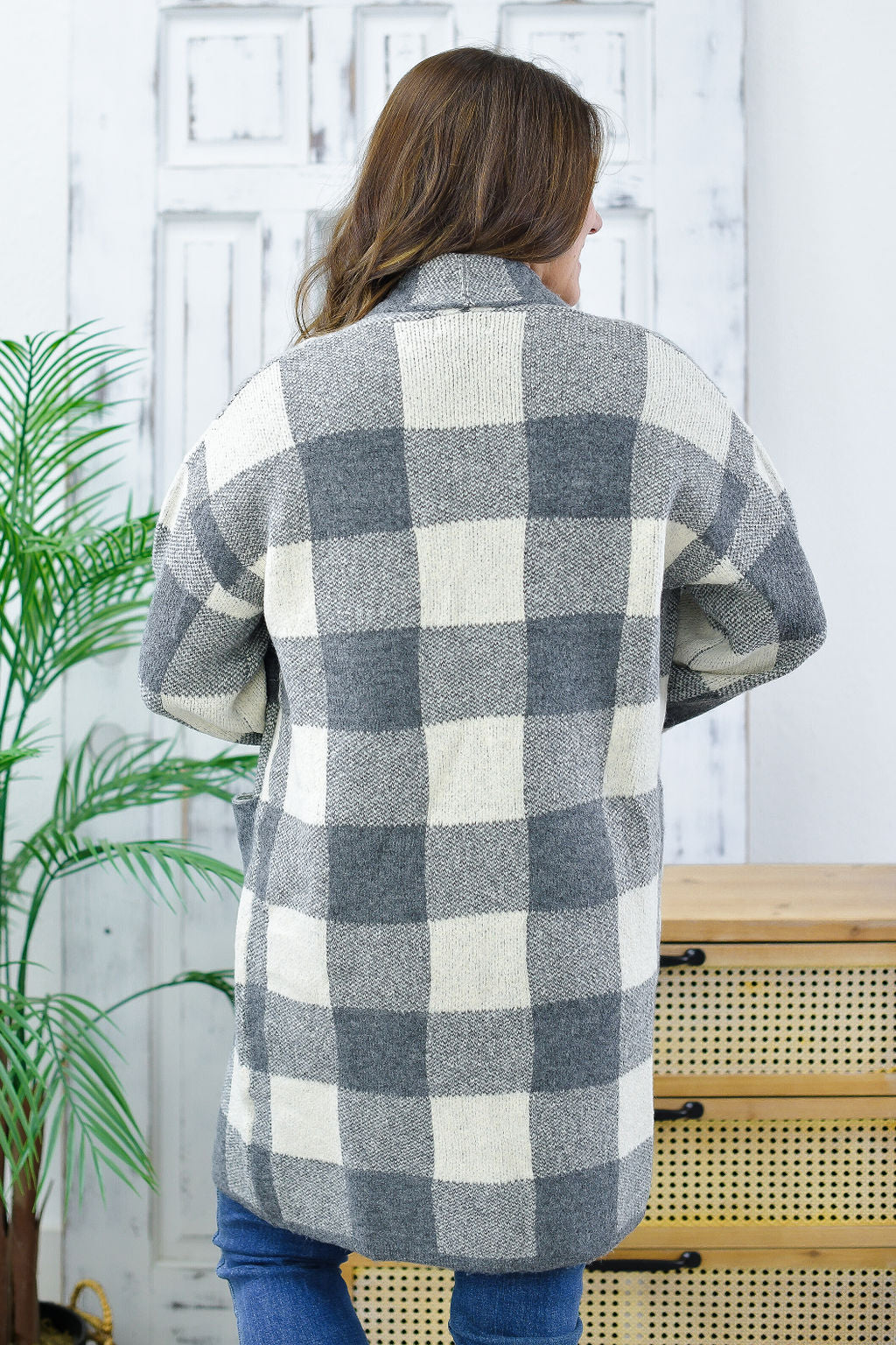 Reg/Plus- Safe Haven Checkered Cardigan