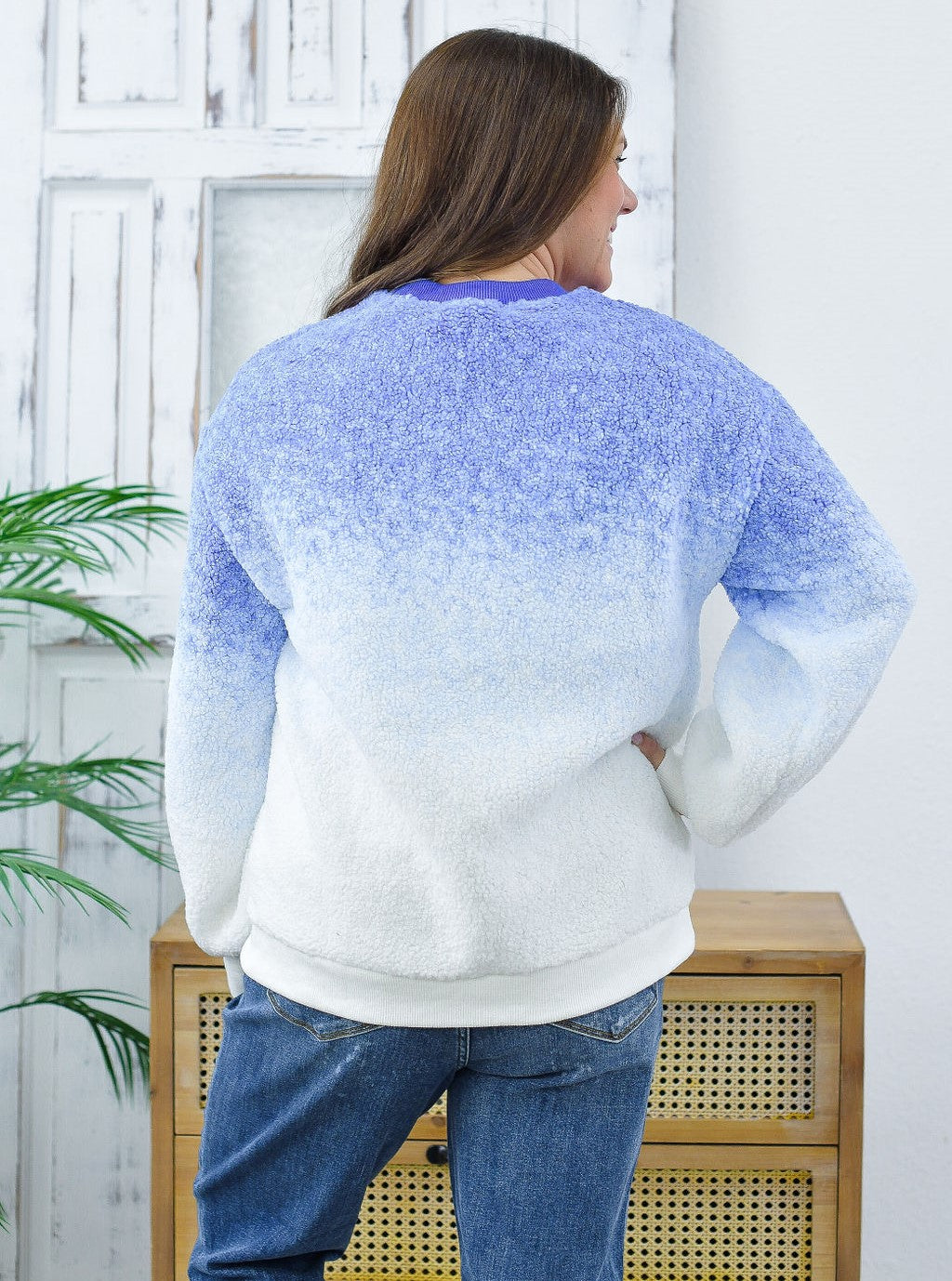 Reg/Plus-Step Above Ombre Fleece Top