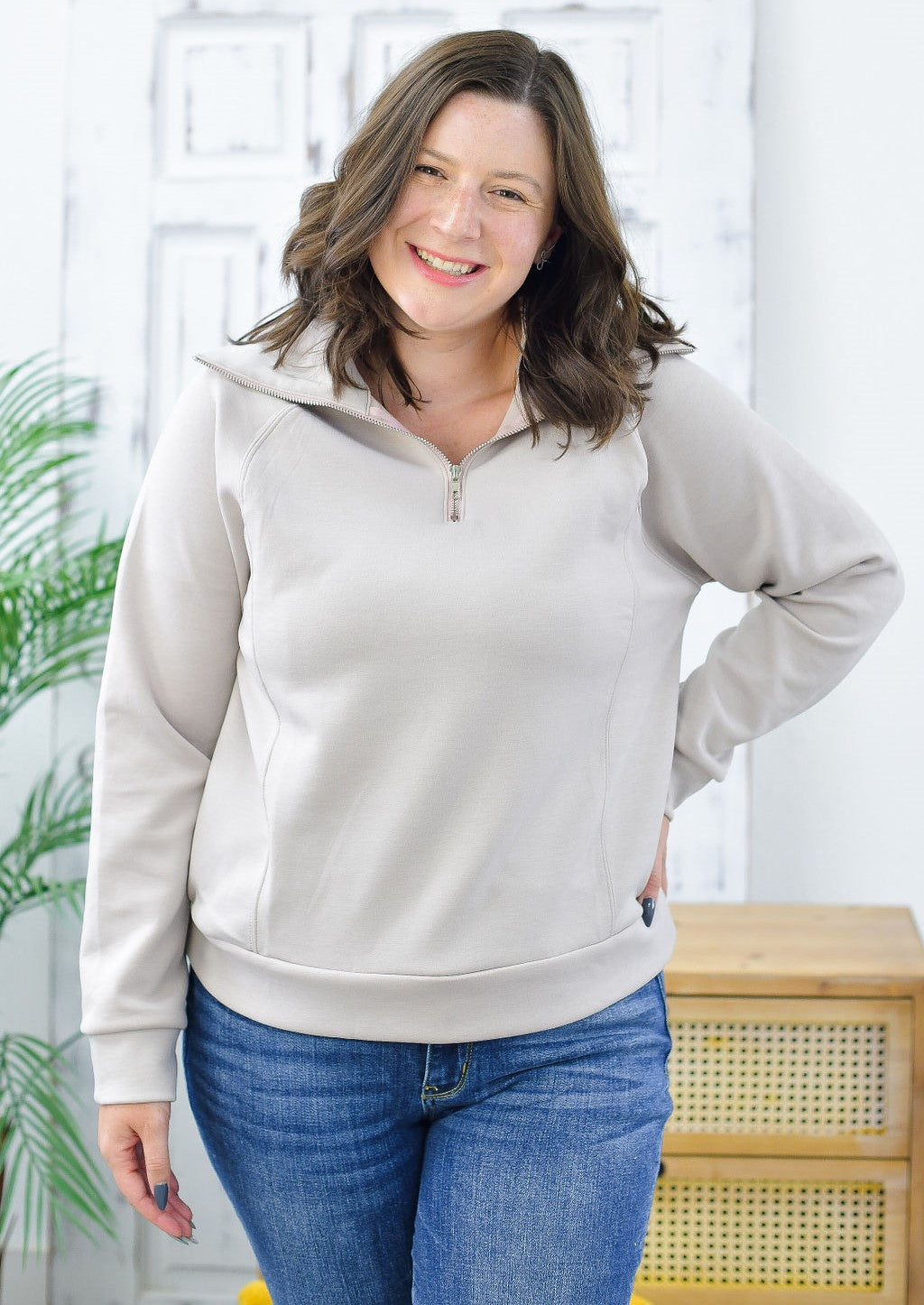 Reg/Plus- Comfy Connections Half-Zip Pullover