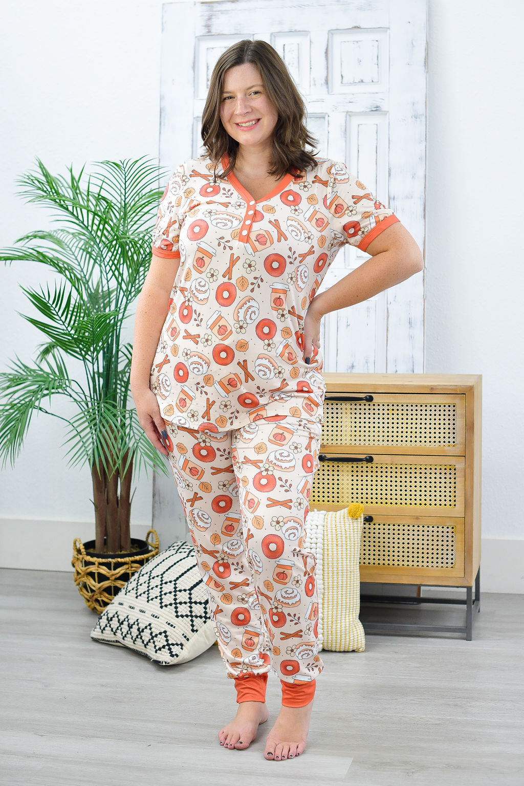 Reg/Plus- Pumpkin Spice PJ's (Short Sleeve & Jogger)