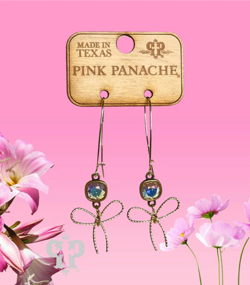 Gold Textured Bow Earring By Pink Panache