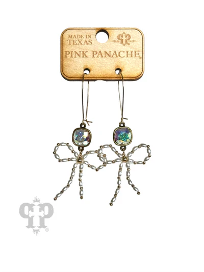 Gold Pearl Bow Earring By Pink Panache