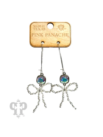 Silver Pearl Bow Earring By Pink Panache