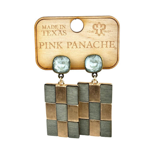 Grey Checkerboard Earring By Pink Panache