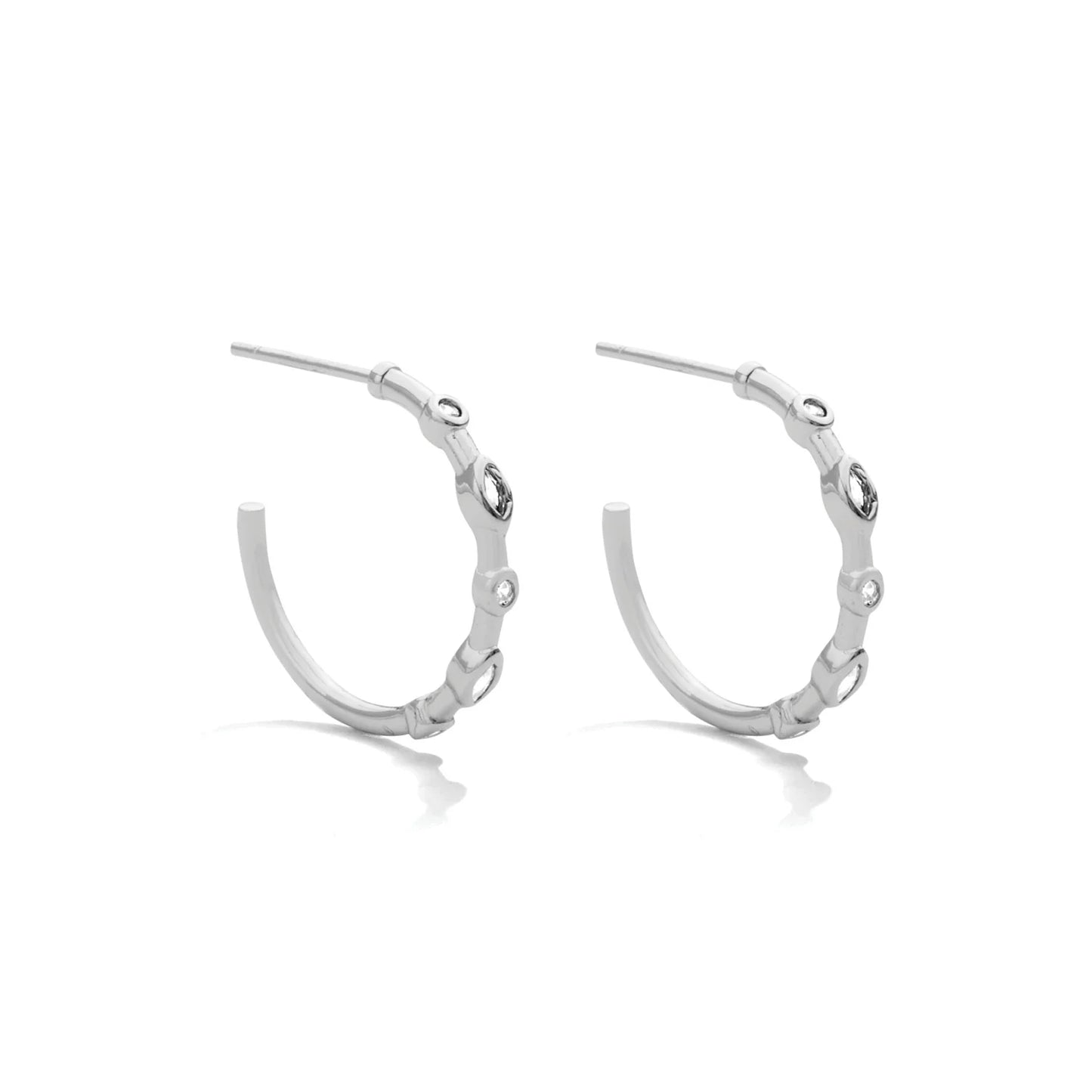 Thin CZ Accented Hoops