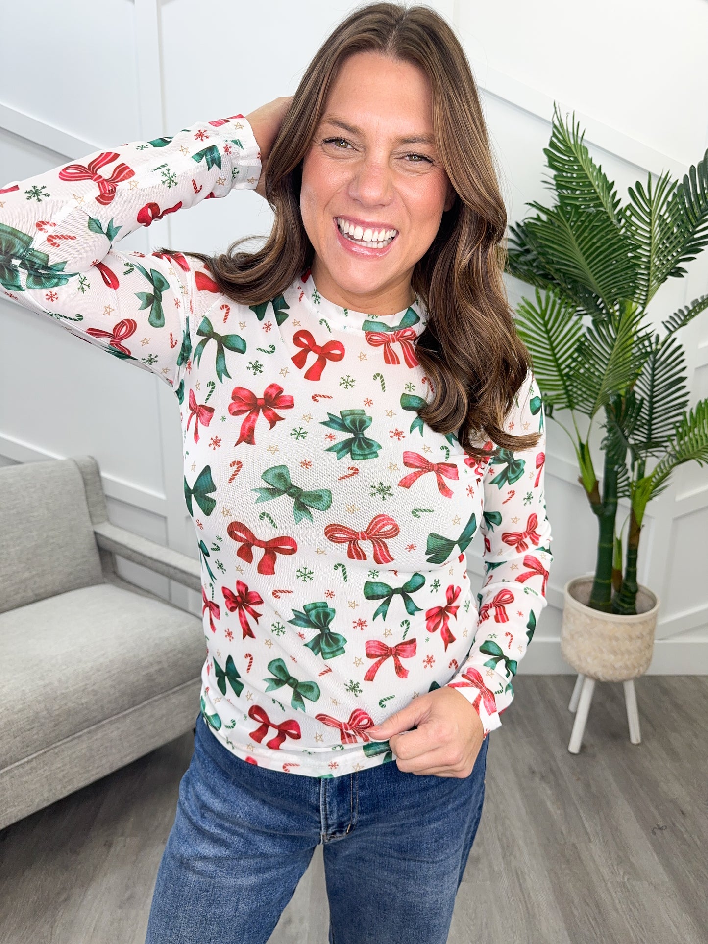 Reg/Plus-Ribbons & Bows Mesh Top **Preorder**