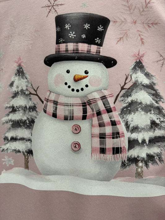 Pink Short Sleeve Snowman Tee