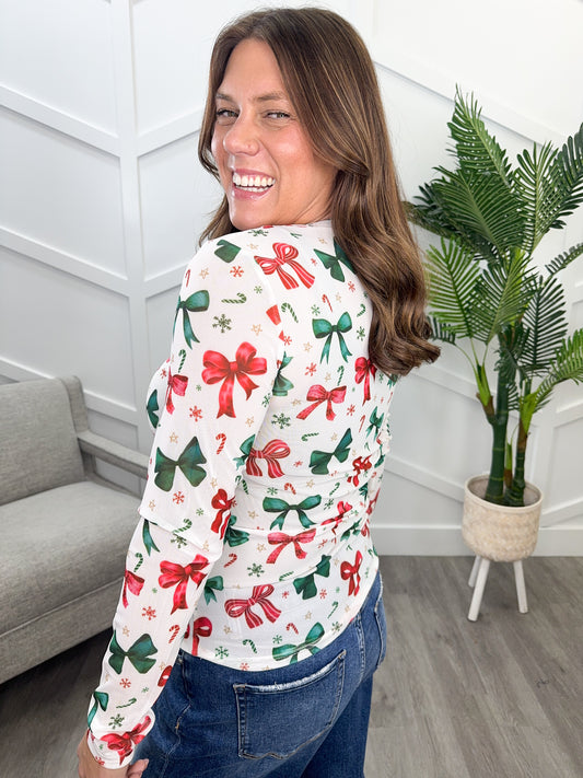 Reg/Plus-Ribbons & Bows Mesh Top **Preorder**