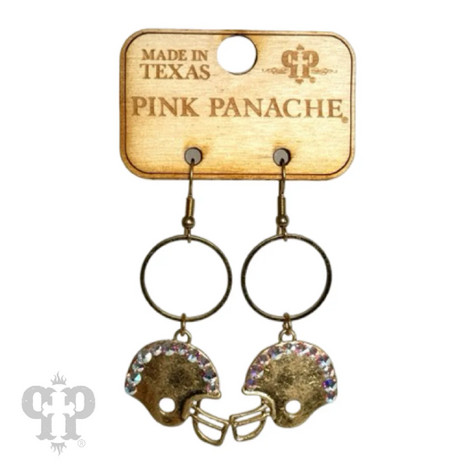 Gold Football Helmet Earring By Pink Panache