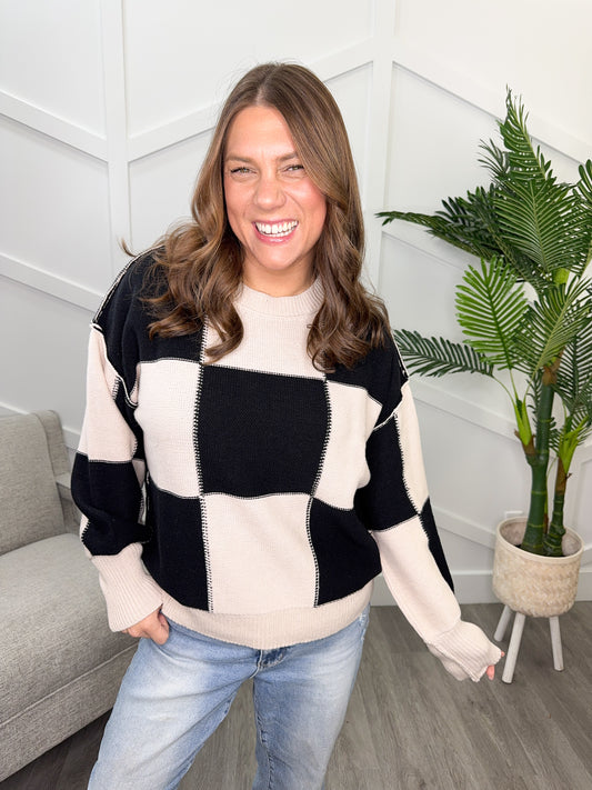 Reg/Plus-Check Into Fall Sweater