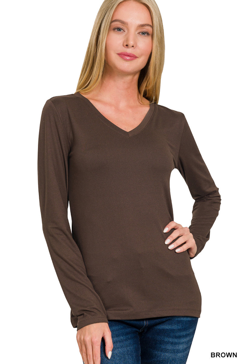 Reg/Plus- Quick Strides V-Neck Long Sleeve Top