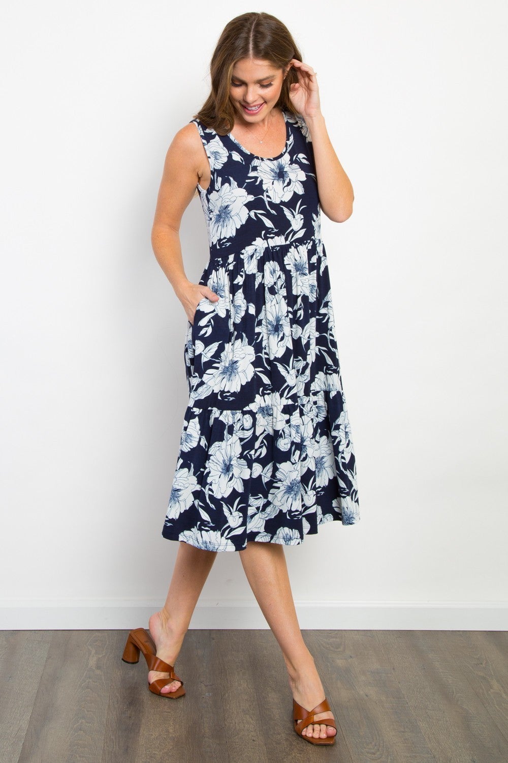 Brooke Floral Sleeveless Tiered Dress