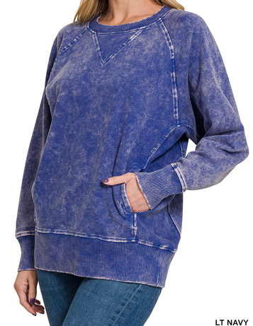 Bella Acid Wash French Terry Pullover (Assorted)