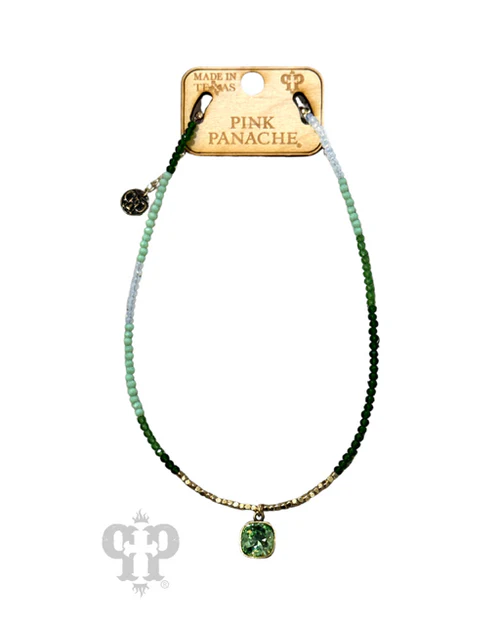 Green Mix Seed Bead Necklace By Pink Panache