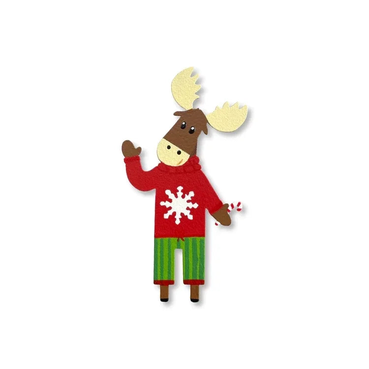 Moose W/Candy Cane Magnet