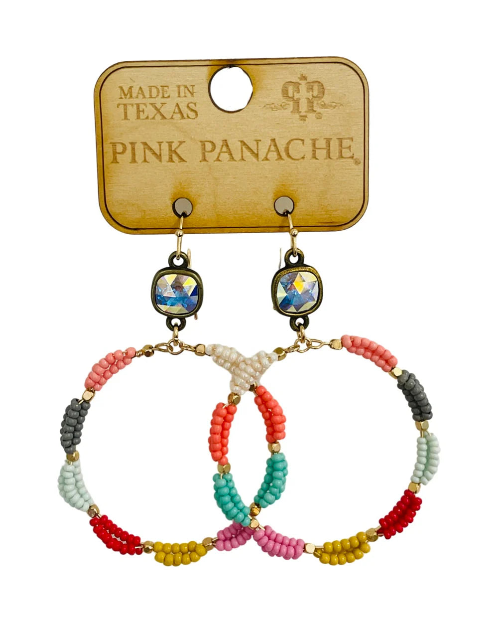 Multi-Color Seed Bead Circle Earring By Pink Panache