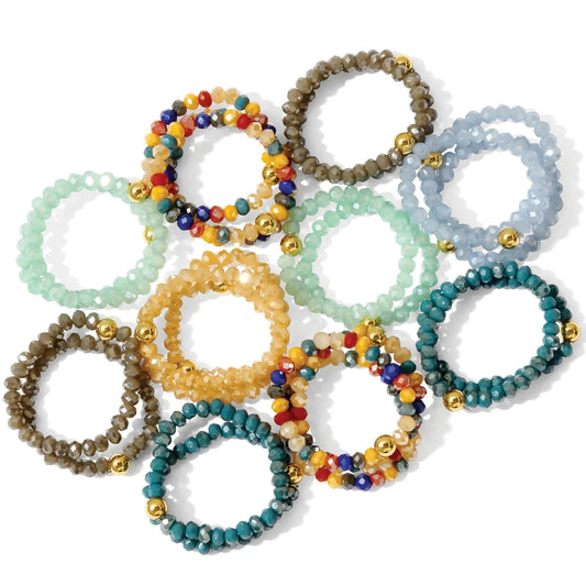 Beaded Crystal Stretch Rings