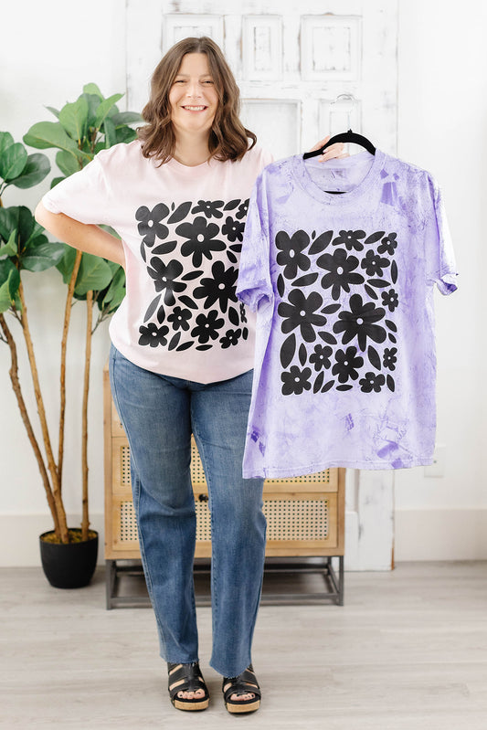 Reg/Plus-Color Blast Floral Tee