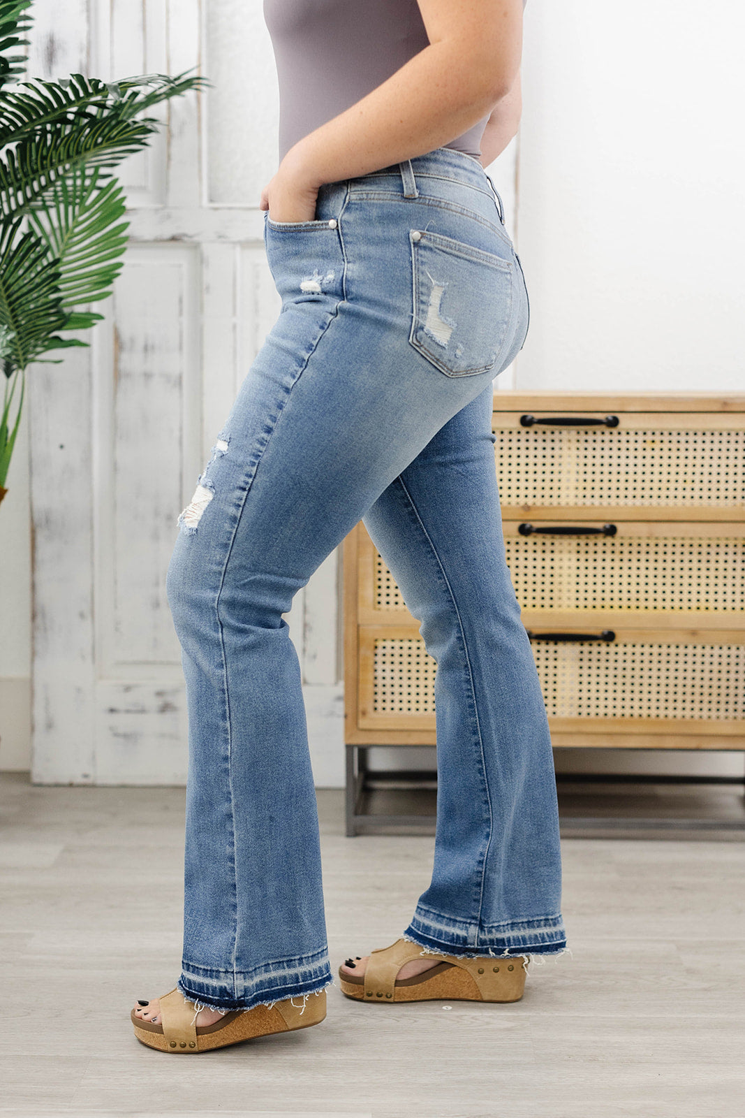 Mid-Rise Destroy & Released Hem Bootcut By Judy Blue