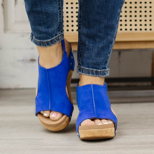 Electric Blue Suede Carly Sandal By Corky's