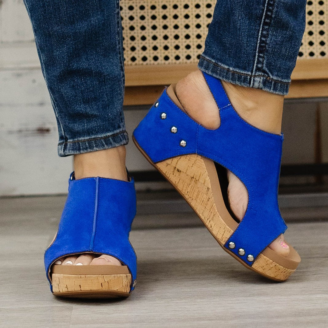 Electric Blue Suede Carly Sandal By Corky's