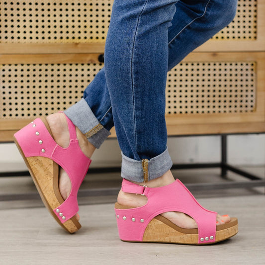 Pink Canvas Carly Sandal By Corkys