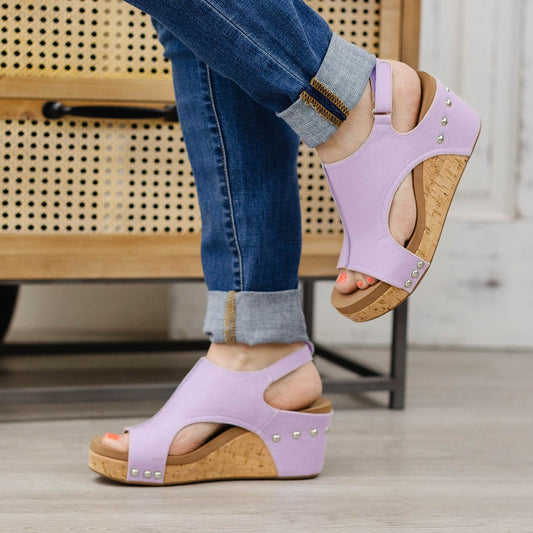 Lavender Canvas Carly Sandal By Corkys