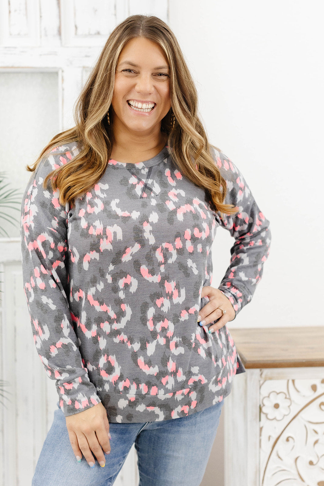 Reg/Plus-Lost In The Wild Long Sleeve Top