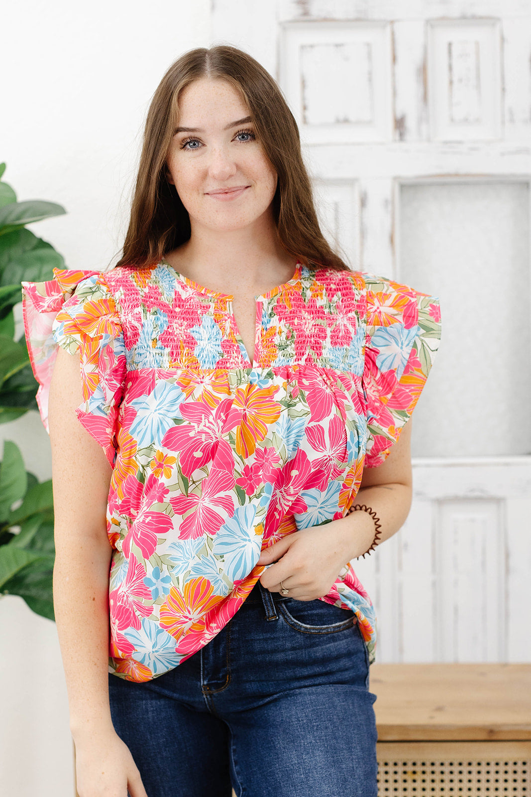 Reg/Plus-Vibrant Floral Top